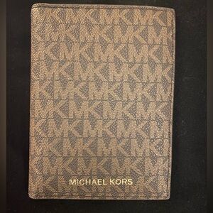 Michael Kors Brown Acorn Monogram Logo Jet Set Passport Wallet